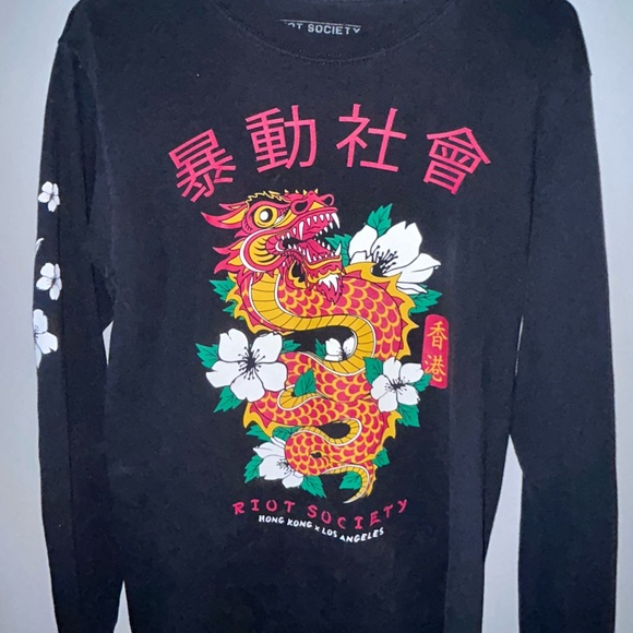 Riot Society Black Dragon Long Sleeve Shirt - Picture 1 of 3